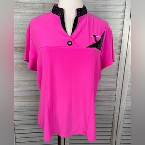 JAMIE SADOCK Women's Golf/Pickleball/Tennis Shirt Hot Pink/Black-Large